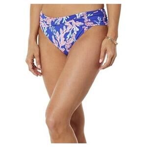 New Lilly Pulitzer Borealis Blue Red Swim On Over Lagoon Sarong Hipster Bottom 2